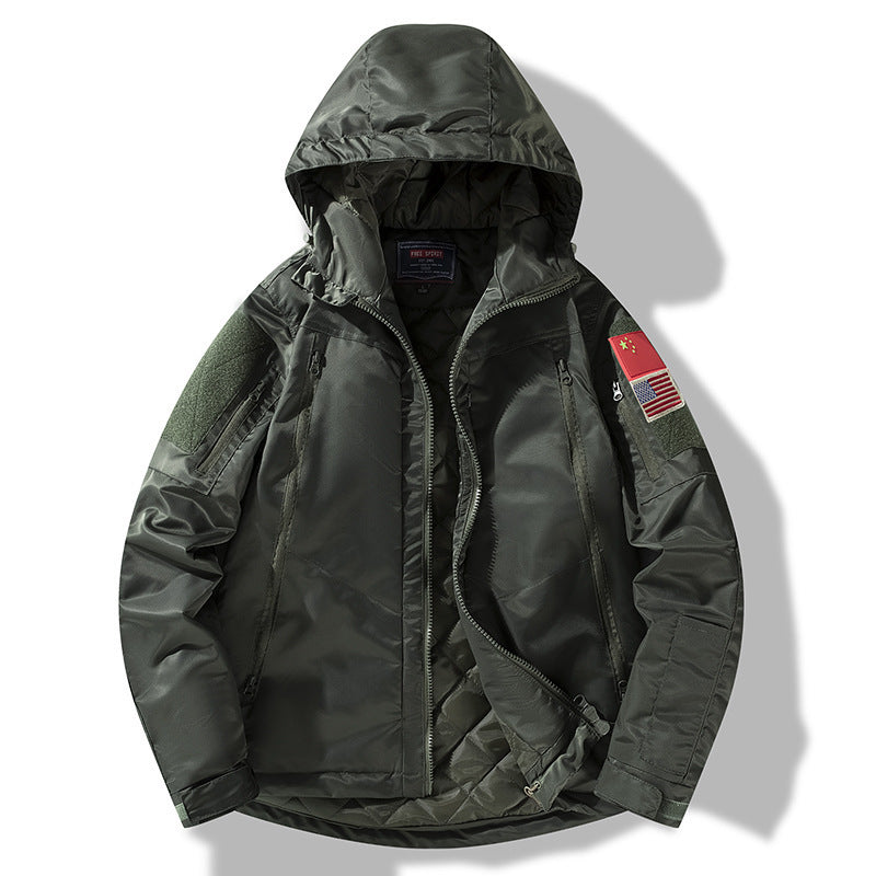 Herren isolierte Jacke mit verstellbarer Kapuze und funktionalen Taschen Echoarchiv