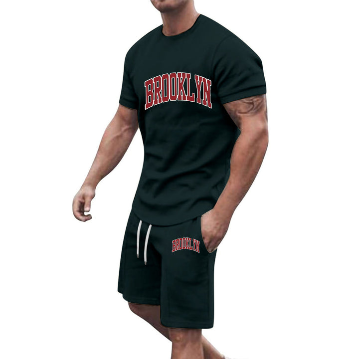 Herren Sportliche Baumwoll-Kurzarm-Pullover und Shorts Set Echoarchiv
