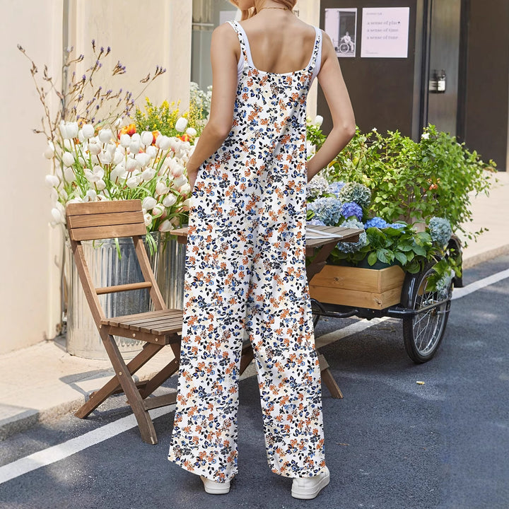 Damen Lässiger Jumpsuit mit floralen Mustern und praktischen Taschen Echo Archiv