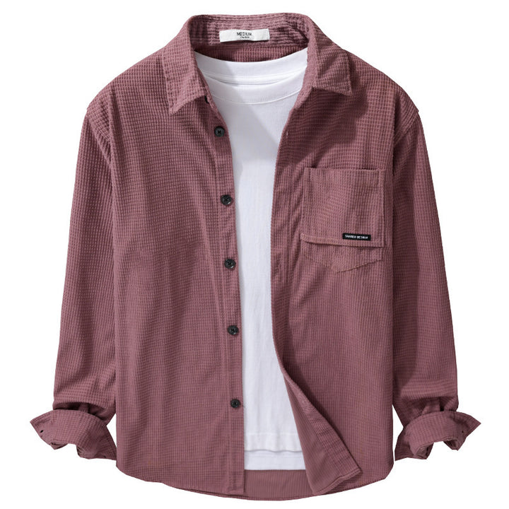 Herren Texturiertes Hemd-Overshirt mit Brusttasche, Knopfleiste und Waffelstruktur Echoarchiv