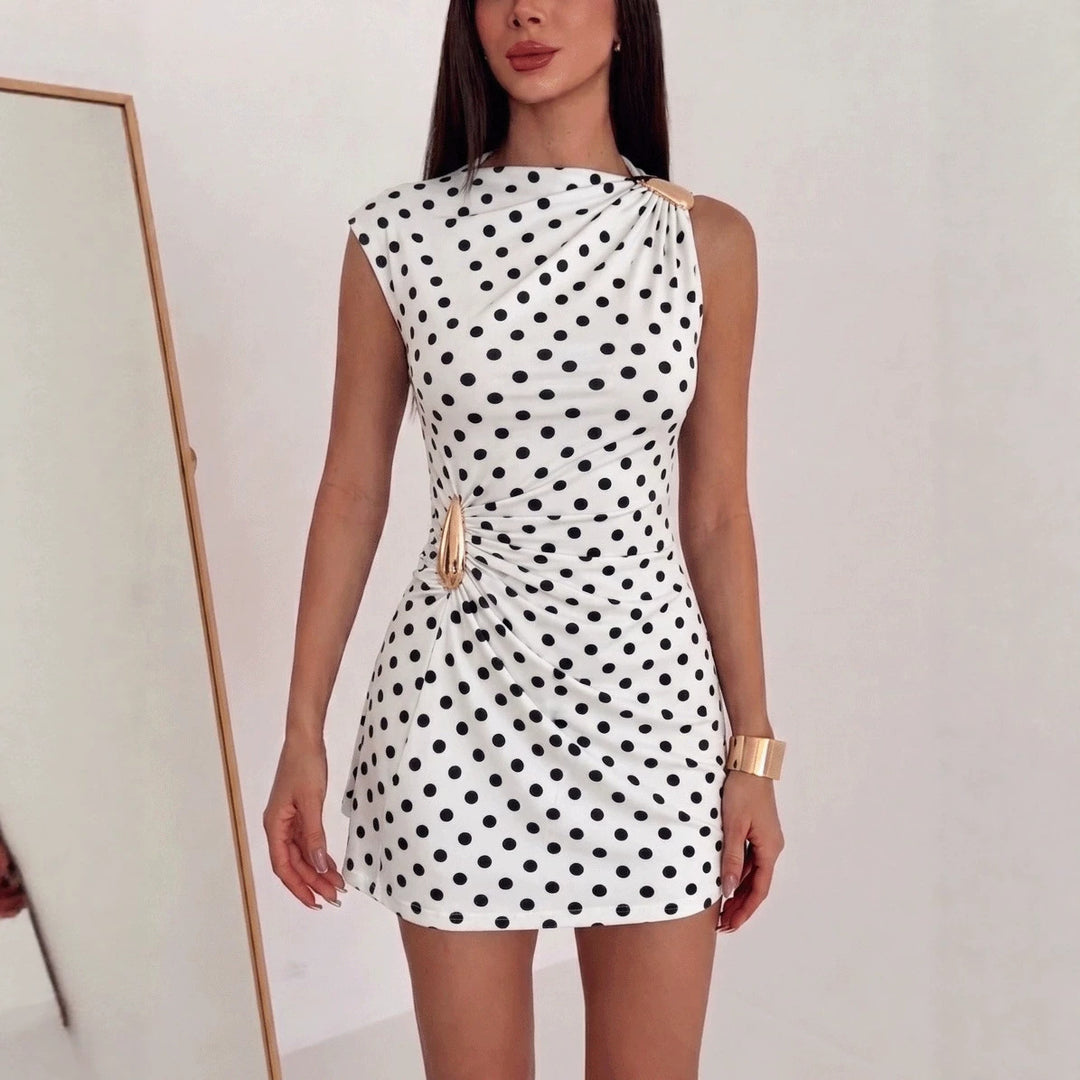 Damen nan tailliertes Ein-Schulter-Minikleid mit seitlicher Raffungs-Applikation und dekorativen Ringschließen Echo Archiv