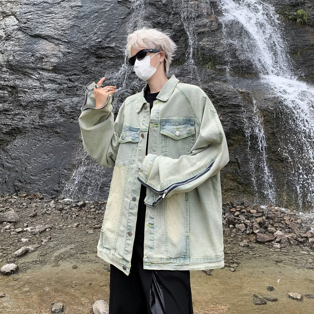 Unisex lässige Oversize-Jeansjacke mit einzigartigem Schnitt und praktischen Taschen Echoarchiv