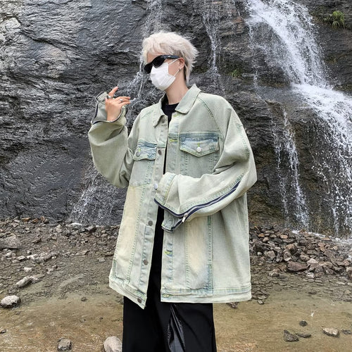 Unisex lässige Oversize-Jeansjacke mit einzigartigem Schnitt und praktischen Taschen Echoarchiv