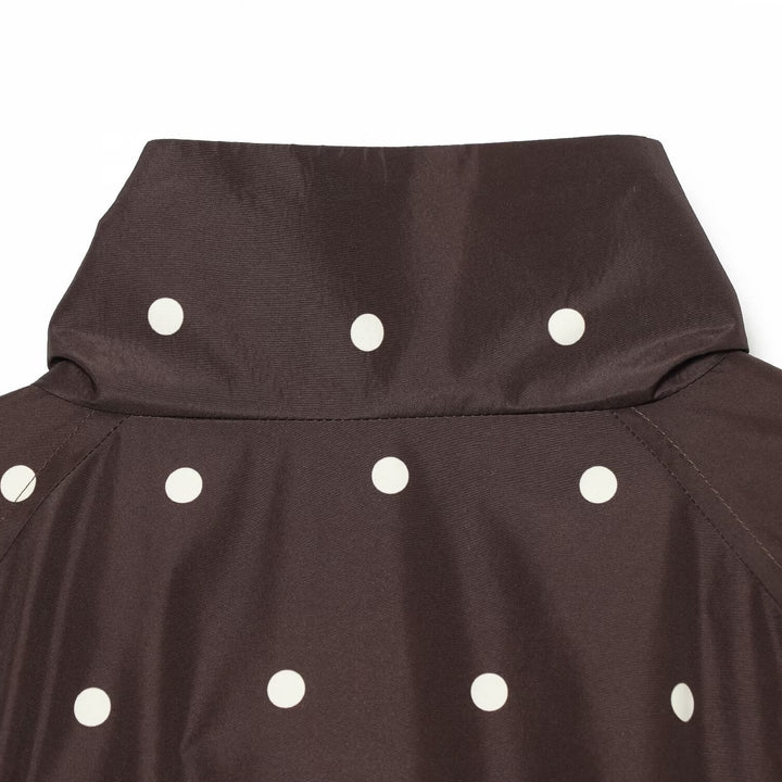 Damen Gepunktete leichte Übergangsjacke mit Funnelkragen und elastischem Saum Echoarchiv