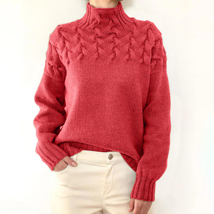 Damen nan Strickpullover mit Zopfstruktur und hohem Rollkragen Echo Archiv