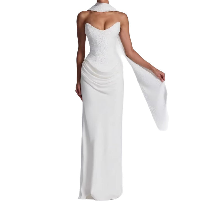 Damen Elegantes trägerloses Hochzeitskleid mit fließendem Rock Echo Archiv