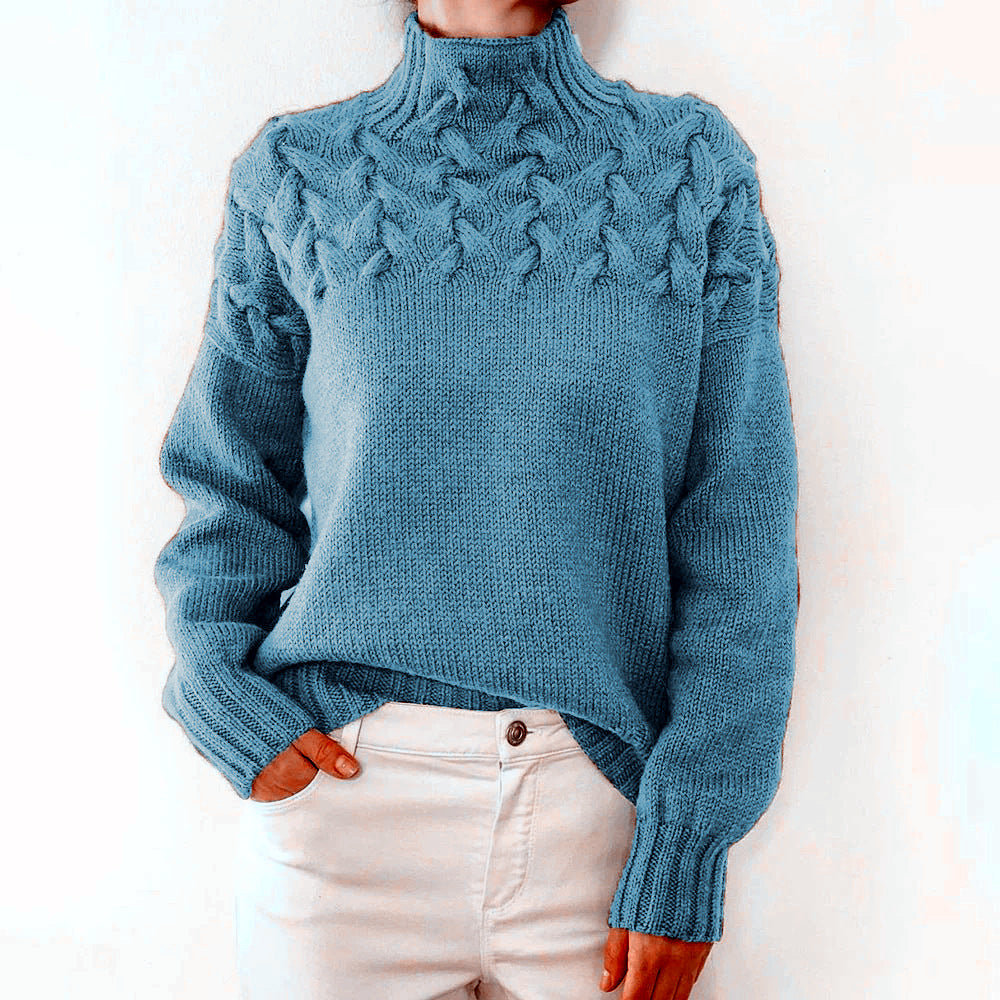 Damen nan Strickpullover mit Zopfstruktur und hohem Rollkragen Echo Archiv
