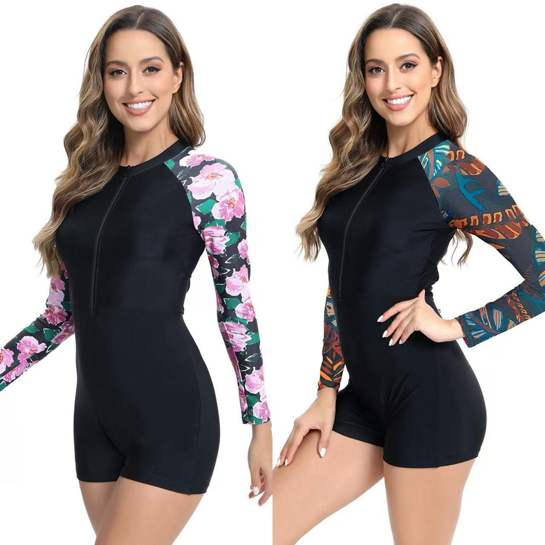 Damen Schwimmanzug mit eleganten Blumenärmel Echo Archiv