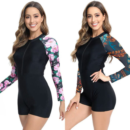 Damen Schwimmanzug mit eleganten Blumenärmel Echo Archiv