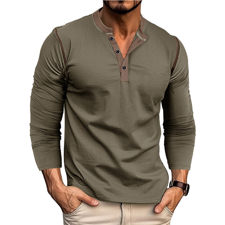 Herren Langarm-Hemd mit modischem Henley-Ausschnitt Echoarchiv