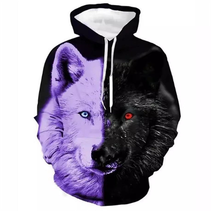 Damen Kreativer Kapuzenpullover mit einzigartigem Wolfsmotiv Echoarchiv
