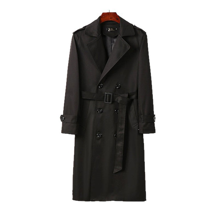 Herren Doppelreihiger Trenchcoat mit Schulterklappen, langer Silhouette und klassischem Revers Echoarchiv