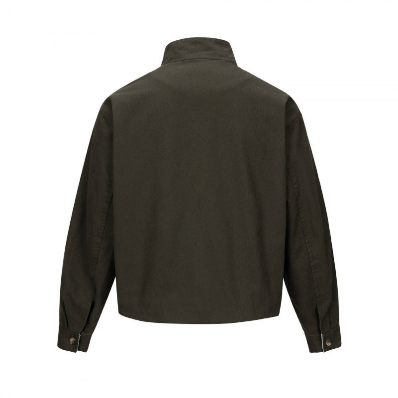 Herren Kurz geschnittene kastige Canvas‑Jacke mit Nietenbesatz und Stehkragen Echo Archiv