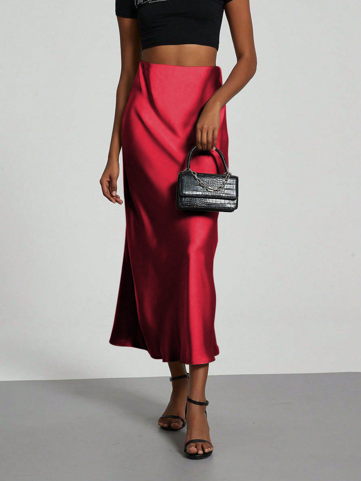 Damen Elegante und fließende Satin Maxiröcke Echo Archiv