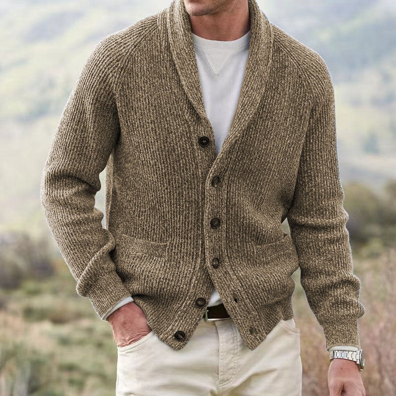 Herren Strickjacke mit trendigem Grobstrickmuster und praktischen Taschen – Taviero