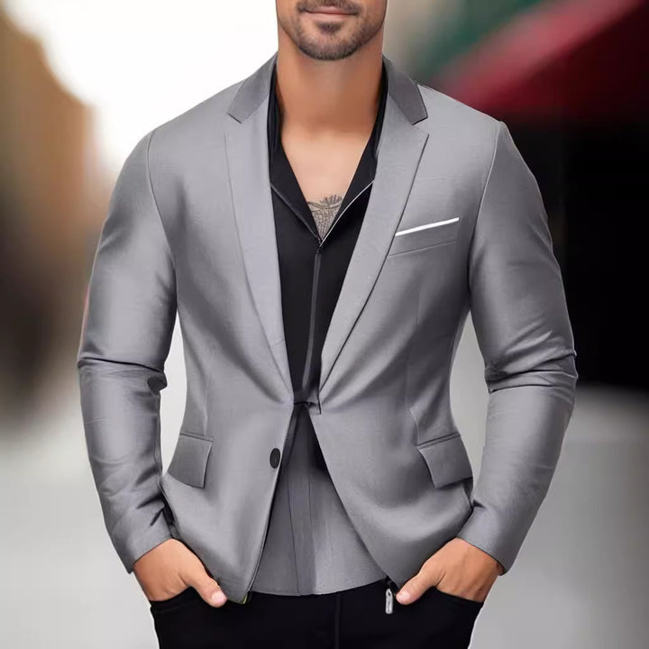 Herren eleganter und stilvoller Blazer mit farblich abgesetztem Revers Echoarchiv
