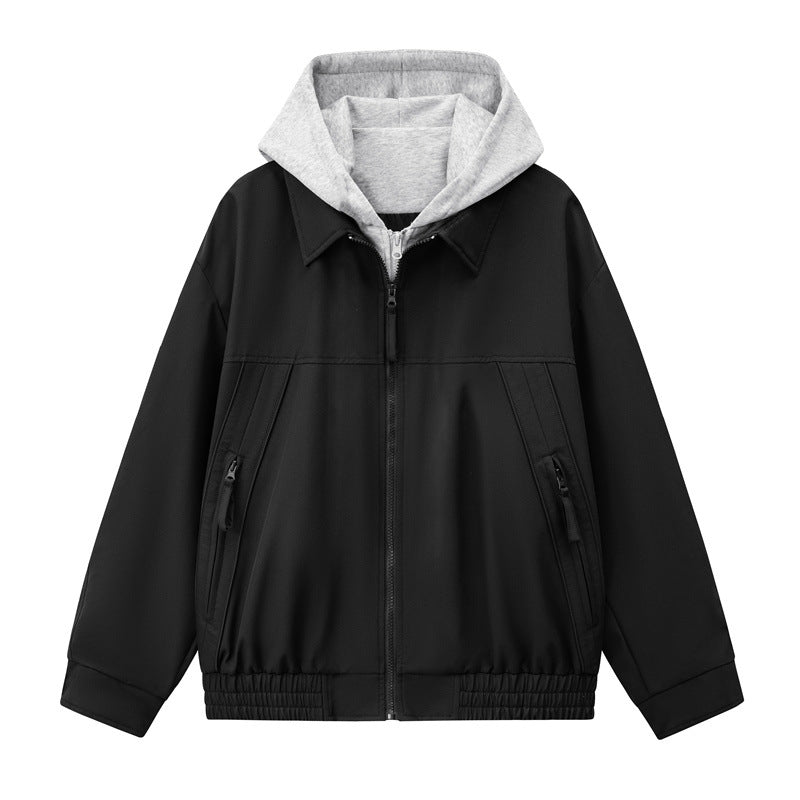 Herren Boxy-Übergangsjacke mit kontrastreicher Innenkapuze und elastischem Saum Echoarchiv