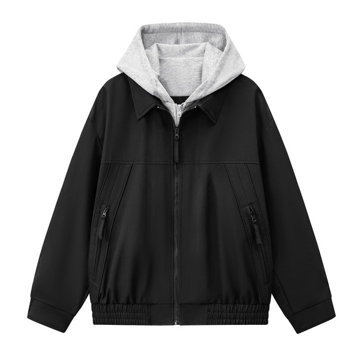 Herren Boxy-Übergangsjacke mit kontrastreicher Innenkapuze und elastischem Saum Echoarchiv