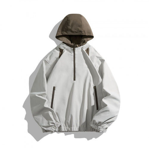 Unisex Oversize Halbzip-Kapuzenpullover mit Kontrastkapuze, Reißverschlusstaschen und elastischem Saum Echo Archiv