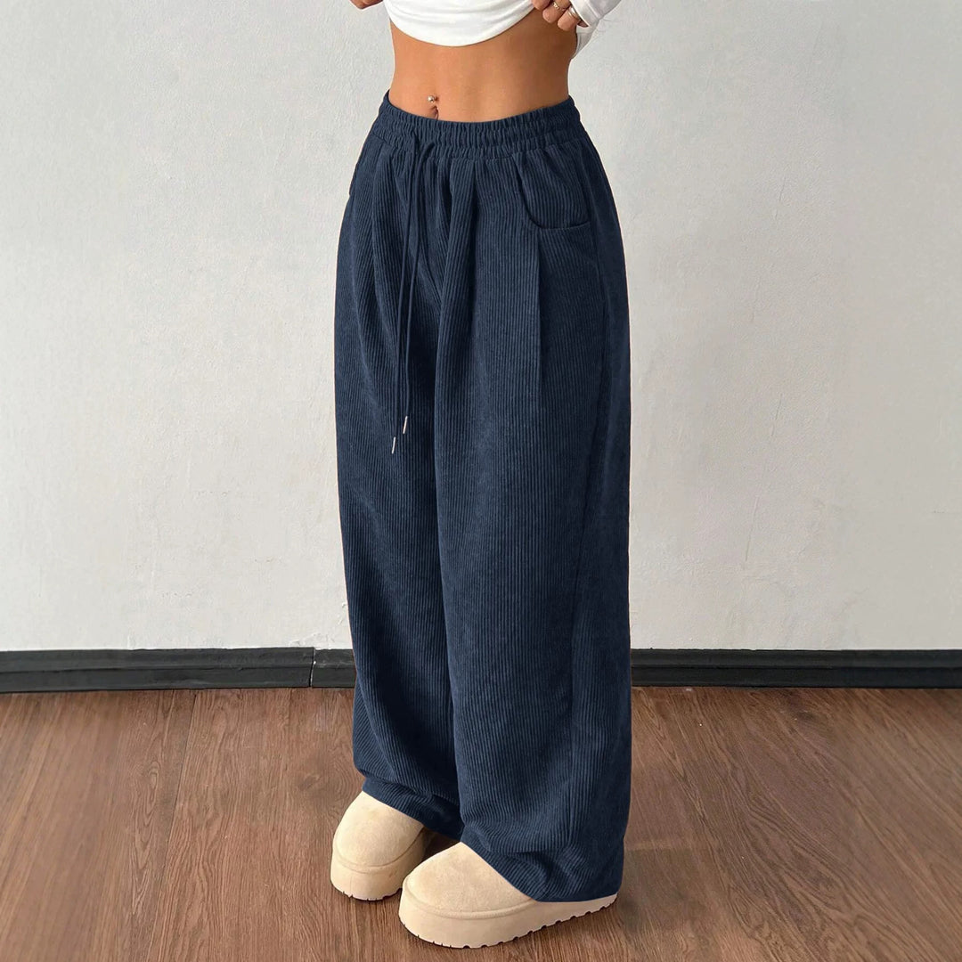 Damen Cordhose mit weitem Bein, elastischem Bund und Kordelzug Echo Archiv