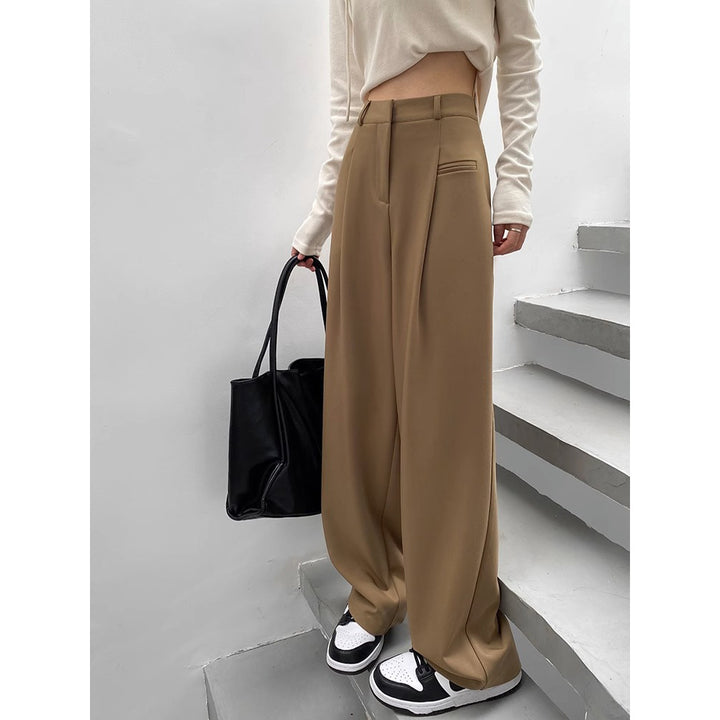 Damen Hochtaillierte Tailored-Hose mit weitem Bein, Bundfalten und Ziertasche Echo Archiv