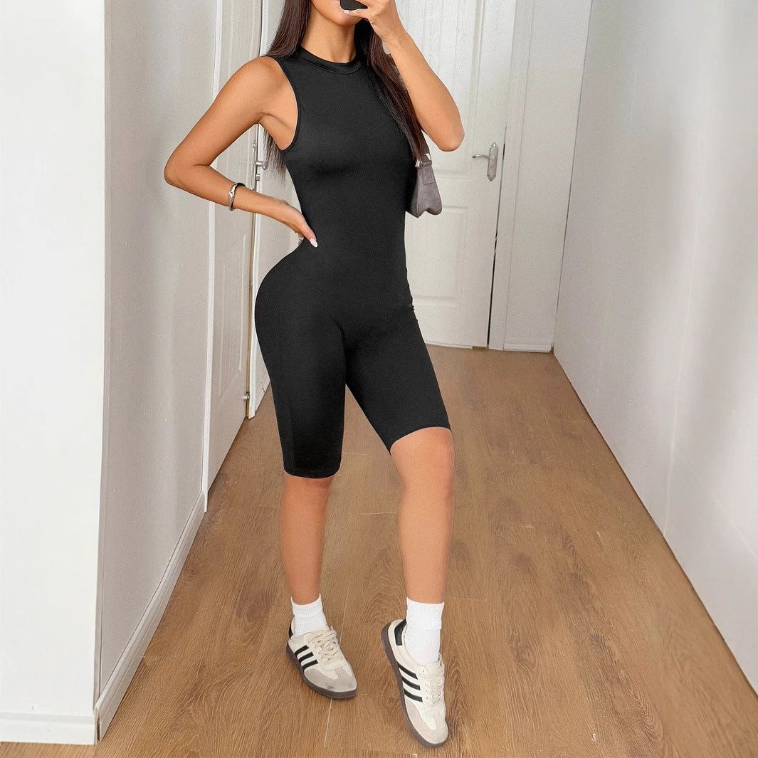Damen Sportlicher Bodycon Einteiler mit hohem Kragen Echo Archiv