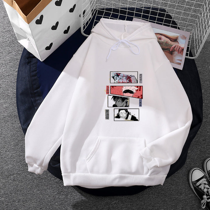Damen Oversize Kapuzenpullover mit Manga-Frontprint und Kängurutasche – Auréline