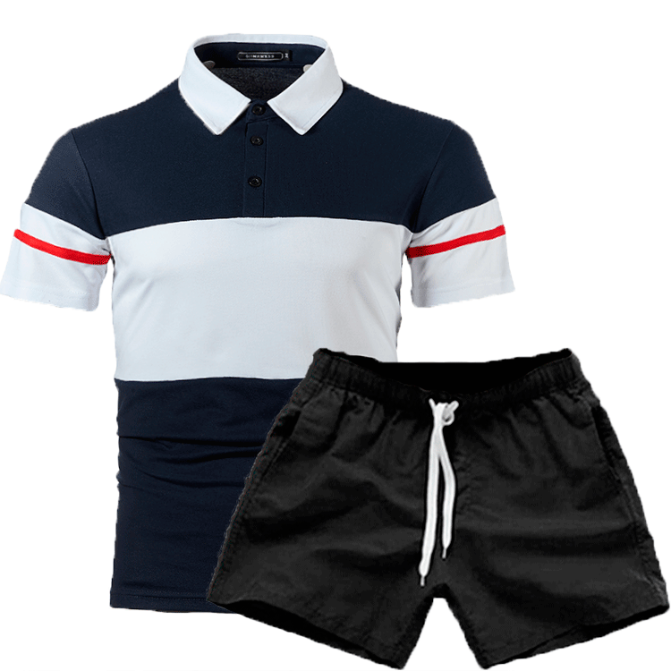 Herren Polohemd und Schwimmshorts Set mit modernen Akzenten Echoarchiv