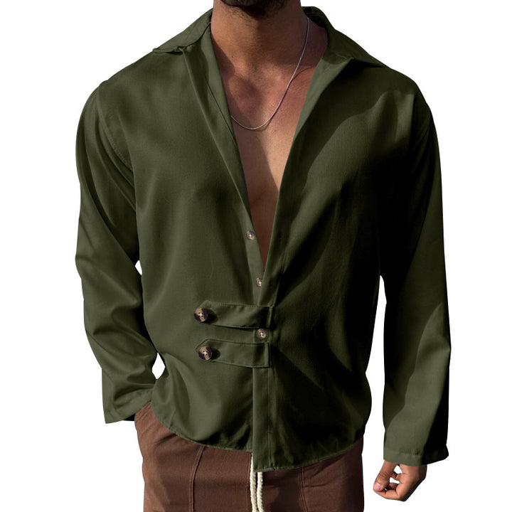 Herren Elegantes Hemd mit innovativem Knopfdesign und tiefem V-Ausschnitt Echoarchiv