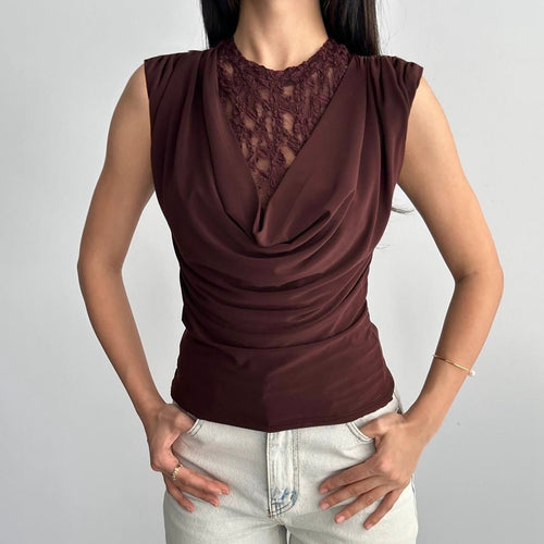 Damen Elegantes Oberteil mit raffinierter Spitzenpartie Echo Archiv