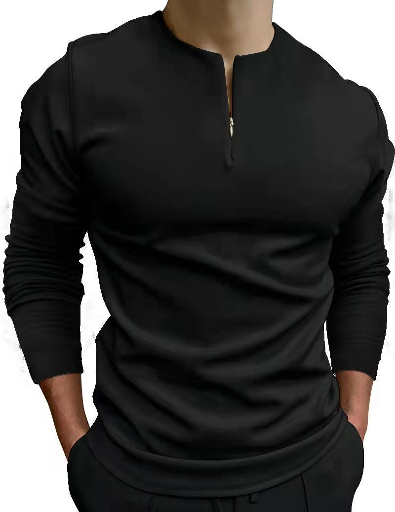 Herren Langarmshirt mit Stehkragen und Reißverschluss Echoarchiv