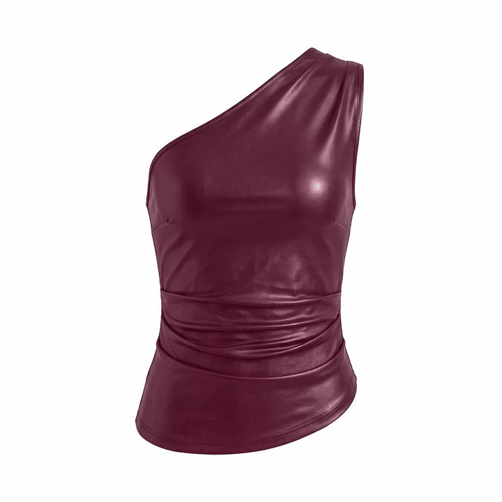 Damen asymmetrisches Top aus Kunstleder Echo Archiv