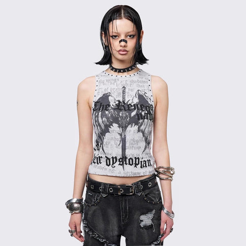 Damen Crop-Top mit urbanem Dystopie-Print Echo Archiv