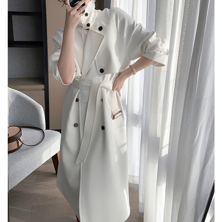 Damen Trenchcoat mit doppelter Knopfleiste und Taillengürtel Echoarchiv