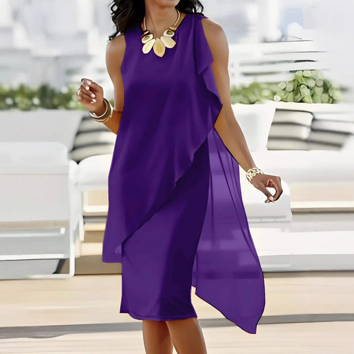 Damen asymmetrisches Chiffonkleid mit fließendem Schnitt Echoarchiv