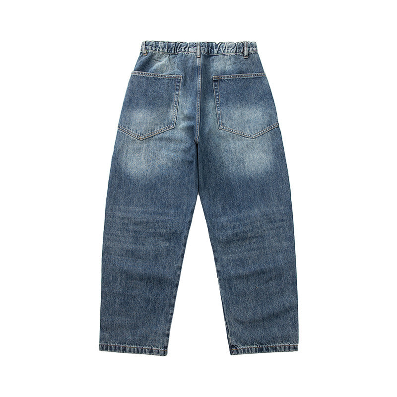 Damen Weite Cropped-Jeans mit hohem Bund, gesteppten Knie-Panels und Kordelzugbund Echoarchiv