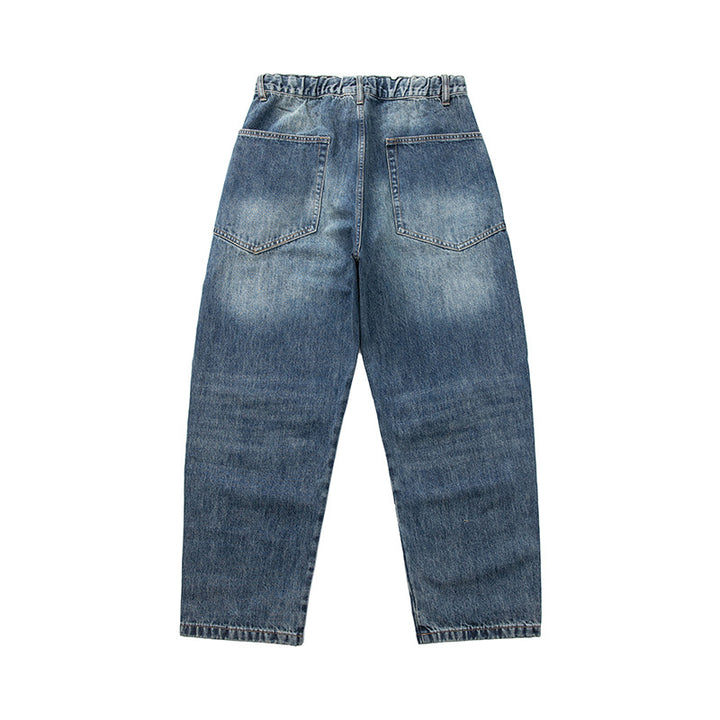 Damen Weite Cropped-Jeans mit hohem Bund, gesteppten Knie-Panels und Kordelzugbund Echoarchiv