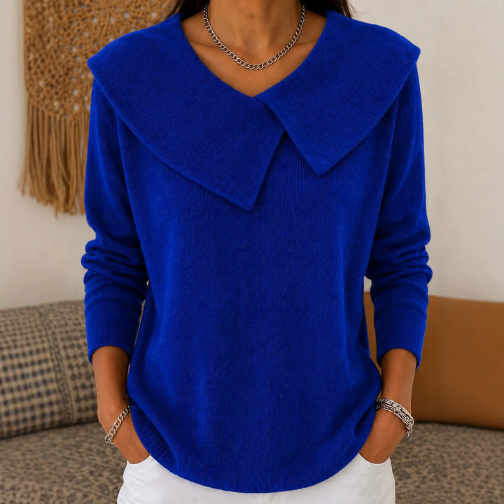 Damen Grobgestrickter Strickpullover mit übergroßem Matrosenkragen – Mavelle