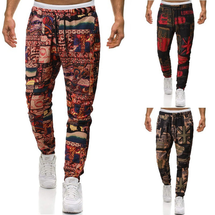 Herren Cargohose mit urbanem Print und elastischem Bund Echoarchiv