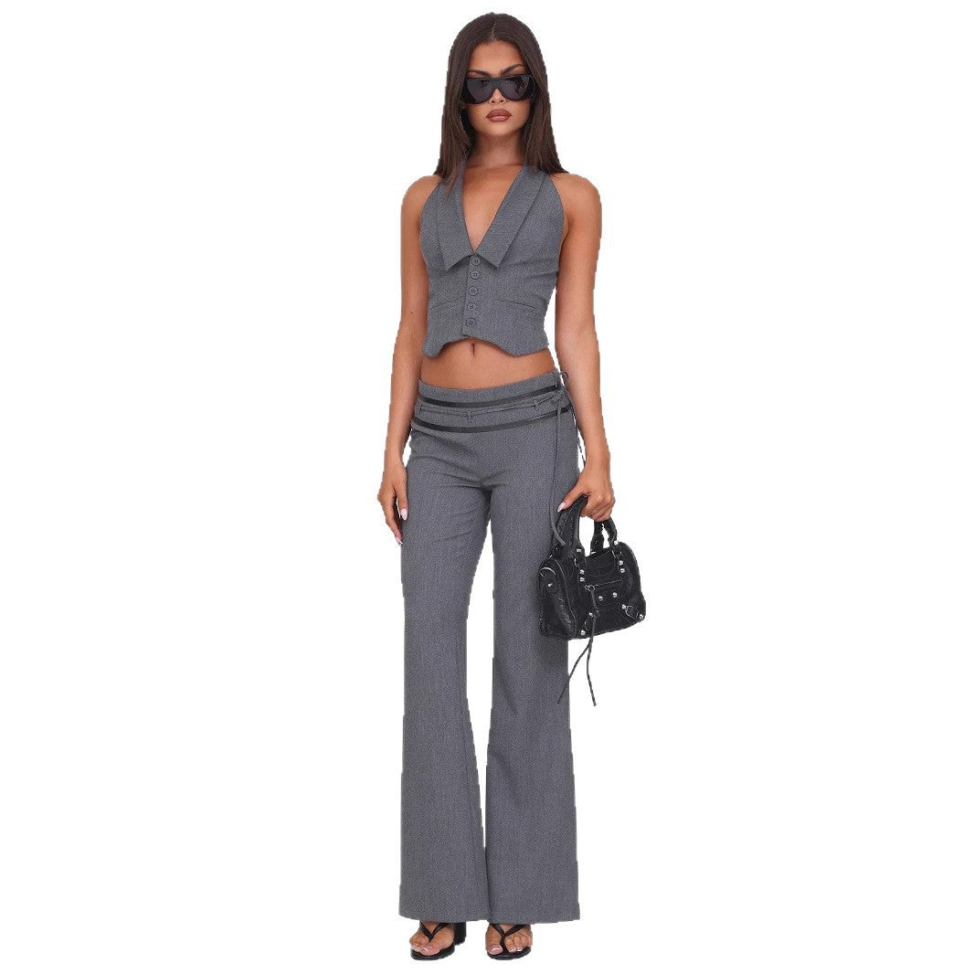 Damen elegantes Wickeloberteil mit stylischem Kragen und verspielten Details Echo Archiv