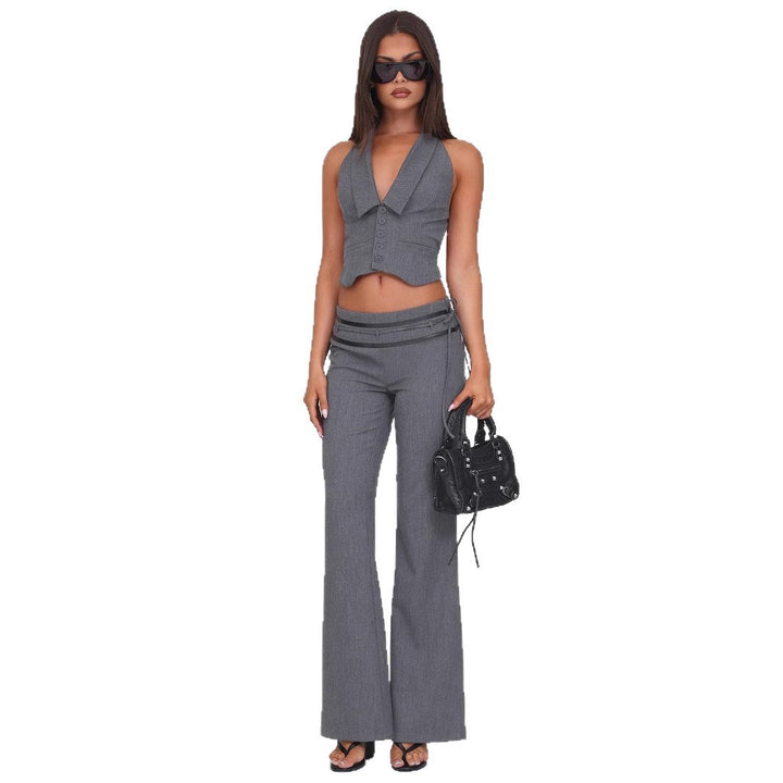 Damen elegantes Wickeloberteil mit stylischem Kragen und verspielten Details Echo Archiv