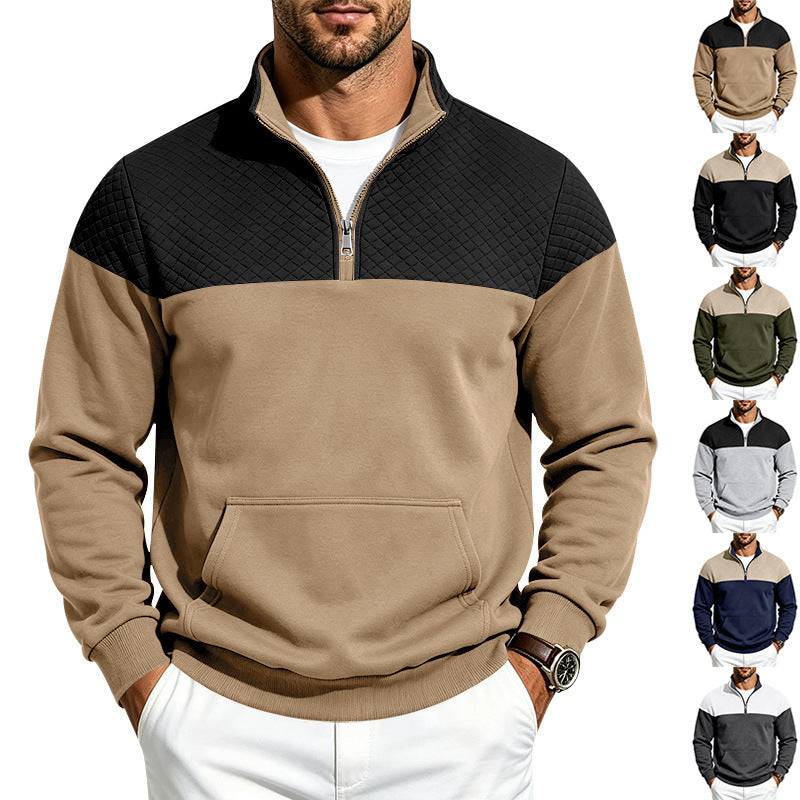 Herren Sweatshirt mit kurzem Reißverschluss, wattierter Brustpartie und Kängurutasche – Norvane