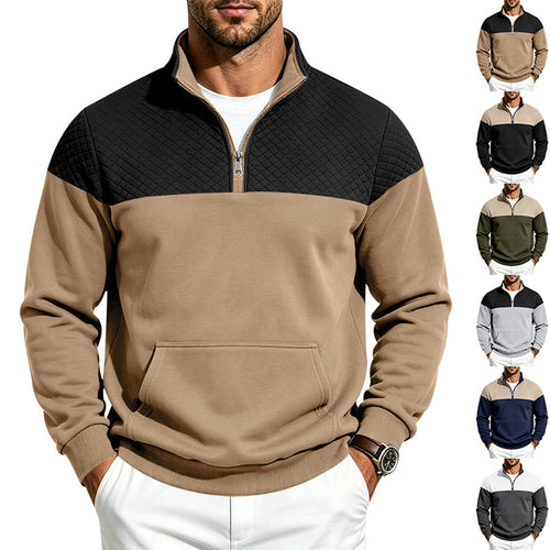 Herren Sweatshirt mit kurzem Reißverschluss, wattierter Brustpartie und Kängurutasche – Norvane