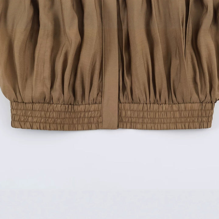 Damen Leichte plissierte Blousonjacke mit Stehkragen und Smokbund Echo Archiv