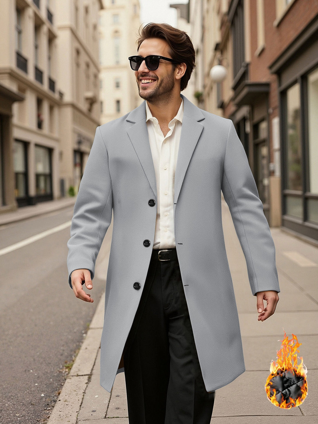 Herren eleganter doppelreihiger Mantel Echoarchiv