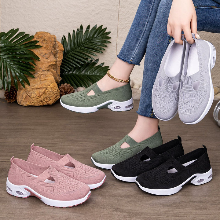 Damen nan gestrickter Schlupf-Sportslipper mit elastischem Einstieg, Cut-Out-Detail und sichtbarer Luftdämpfung Echo Archiv
