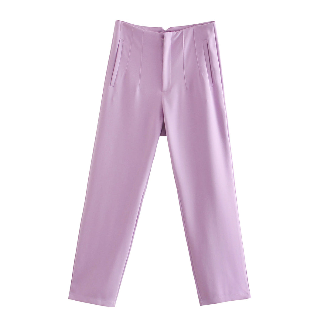 Damen Hochtaillierte tapered Anzughose mit Bügelfalte und Paspeltaschen Echo Archiv