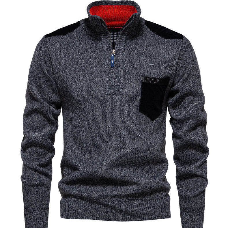 Herren Pullover mit halbhohem Kragen und modischen Akzenten Echoarchiv
