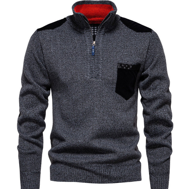 Herren Pullover mit halbhohem Kragen und modischen Akzenten Echoarchiv