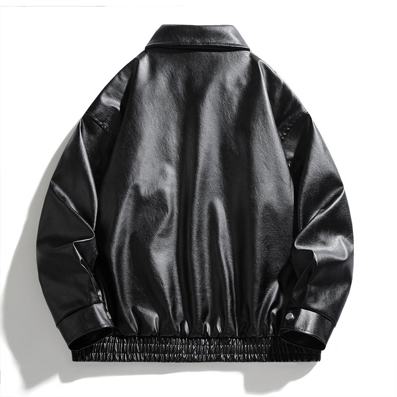 Herren modische Kunstlederjacke mit elastischem Bund Echoarchiv